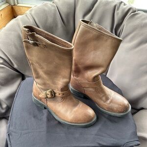 Frye Tan Leather Combat Boots